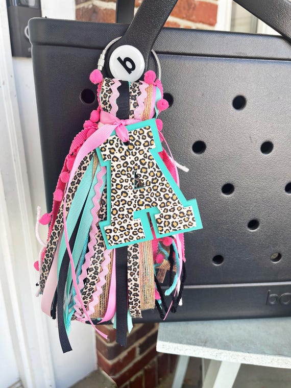 Monogram bag tag bag charm acrylic bag tag beach bag tag pool bag charm initial tag bogg bag tag leopard name tag Bogg bag keychain