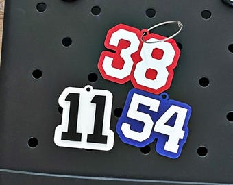 Acrylic Number Charm or bag tag: Sports Team bag decor