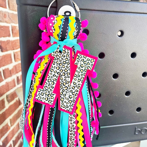 Leopard Initial Bag Tag: Acrylic Monogram Bogg Bag Charm