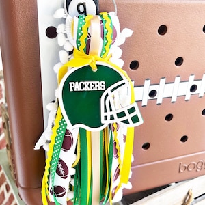 Football bag tag, bag charm, acrylic bag tag, sports bag tag, football charm, initial tag, bogg bag tag, sports team tassel, football tassel