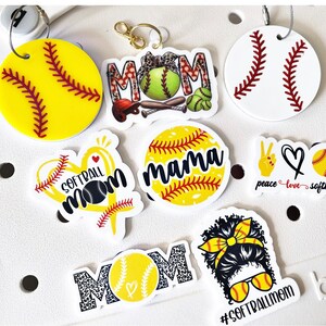 Softball bag charm, Bogg bag charm, softball bag charm, baseball tag, Bogg bag pop in, softball charm, softball mom keychain,