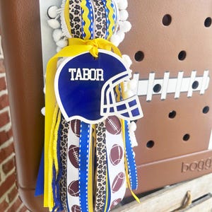 Football bag tag, bag charm, acrylic bag tag, sports bag tag, football charm, initial tag, bogg bag tag, sports team tassel, football tassel