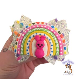 Peep Easter Hair Clip – Glitter & Faux Leather Bow – Easter Basket Filler for Girls