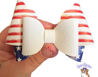 Layered Patriotic Hair Bow: Red, White, and Blue 4th of July Accessory