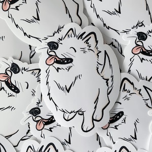 Samoyed Dog Sticker | Smiling Sammy | Weatherproof Matte Glossy Die Cut Sticker