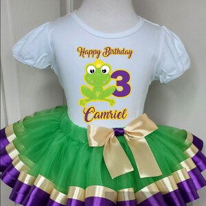 3RD BIRTHDAY Frog Tutu SKIRT Set With Shirt – Any Age Personalized Frog Print Themed Outfit