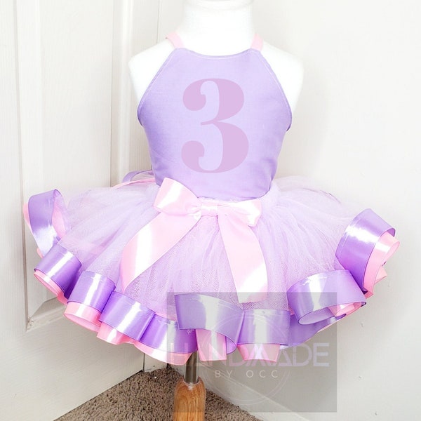 TUTU BIRTHDAY DRESS - Toddler Tutu Outfit, Personalize Tutu Set, Pink And Purple Tutu, Gift for Little Girl, Party Tutu Set, Dress for Kids