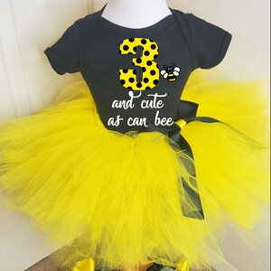 Bumble Bee Tutu Set, Bumble Bee Kids Birthday Tutu With Name, Black and Yellow Tutu Set, Tutu With Tutu Anklets, Tutu With Shirt
