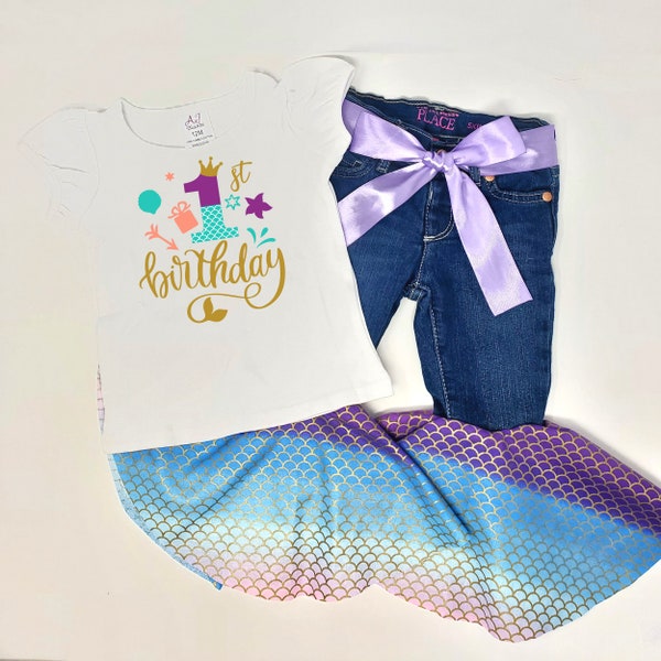 Mermaid 1st Birthday Outfit Etsy