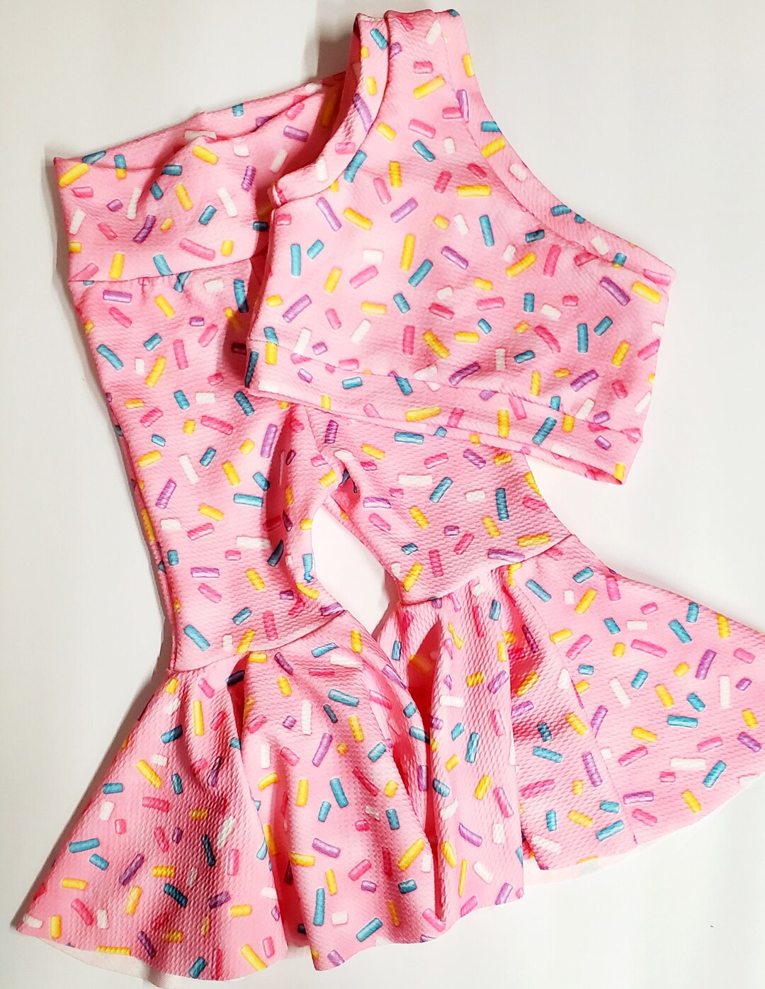 2nd BIRTHDAY OUTFIT, SPRINKLES Shirt, Modern Top, Infant Bell Bottom