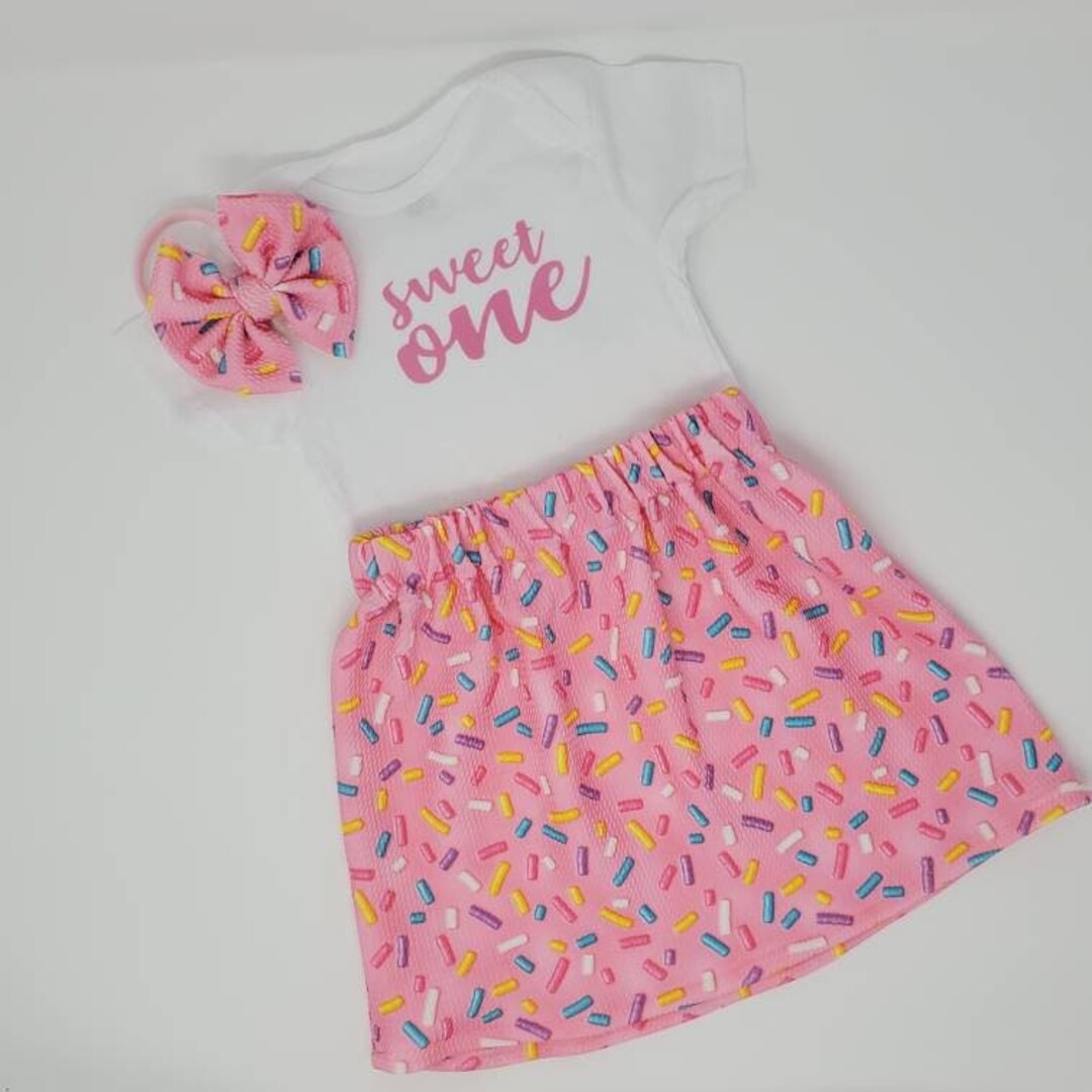 Donut Sprinkle 1st Birthday Outfit, Donut Sprinkle Skirt Birthday