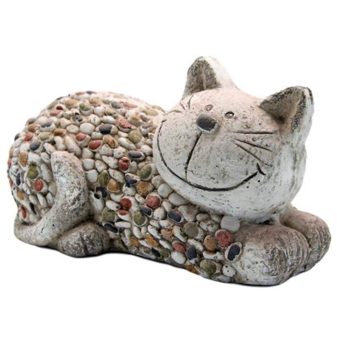 Cute Cat Garden Ornament Cat Shaped Pebble Cat Statue Laying Etsy UK
