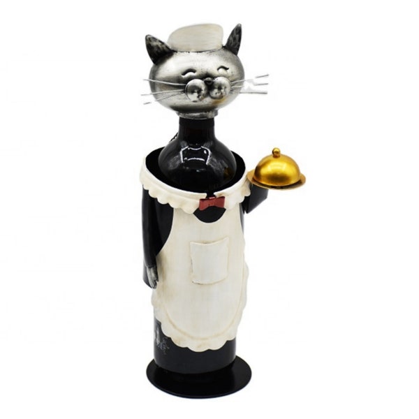 Waitress Cat Wine Bottle Holder, Cat Lovers Wine Holder, Cat Lover Gift, Wine Lover Gift, Wine Holder Gift, Cat Decoration, Cat Ornament