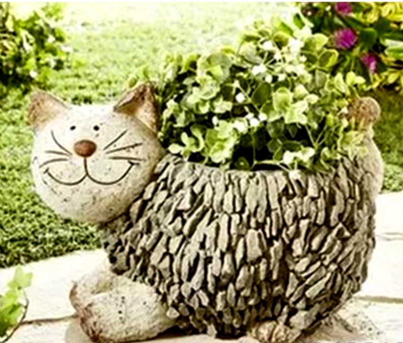 Cat Planter, Pet Planter, Cat Garden Planter, Cat Lovers Planters, Birthday Gift, Cat Shaped Flower Pot, Garden Ornament, Cat Gifts for Her image 7