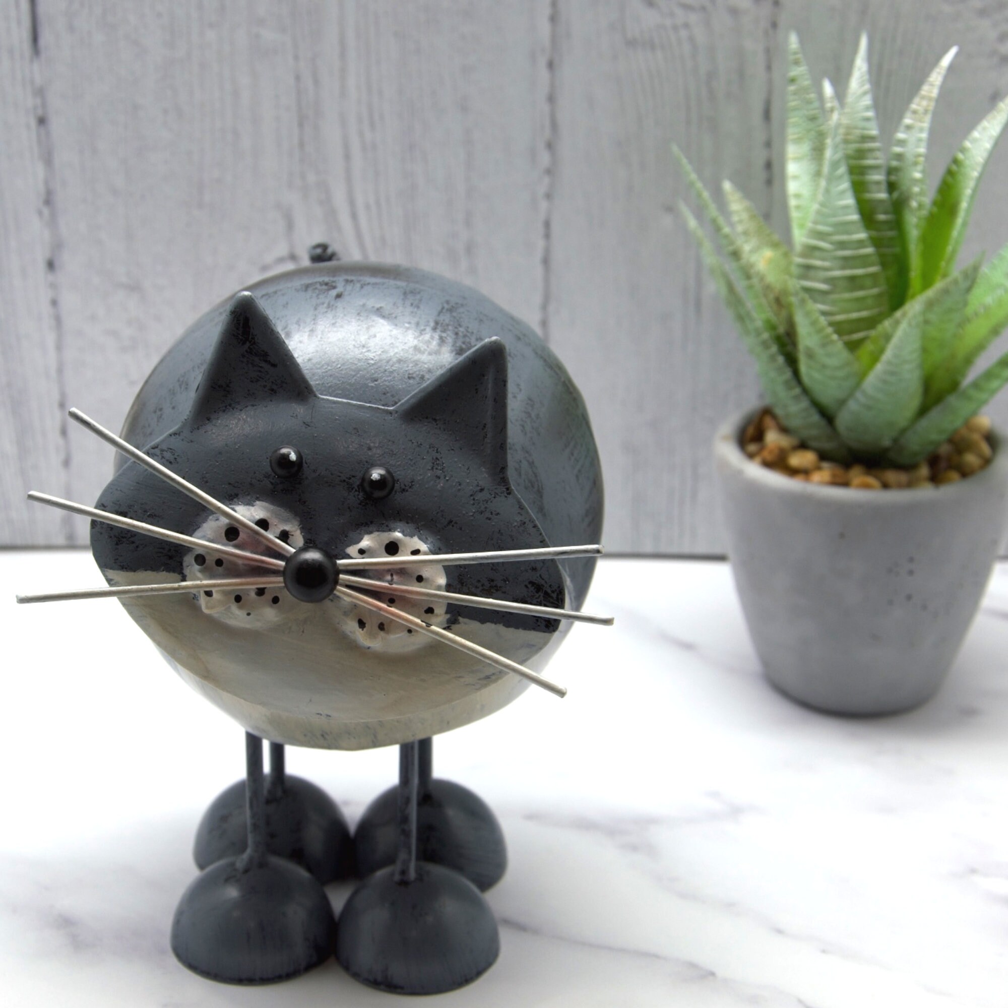 Metal Cat Ornament Garden Cat Figurine Bobbin Cat Ornaments Etsy UK