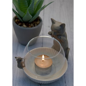 Cat Tealight Holder, Cat Candle Holder, Cat Lovers Candle, Cat Tea Light Holder Cat Lover Gift, Cat Decor, t light holder cat gifts for her image 5