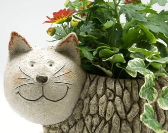 Cat Planter, Pet Planter, Cat Garden Planter, Cat Lovers Planters, Birthday Gift, Cat Shaped Flower Pot, Garden Ornament, Cat Gifts for Her