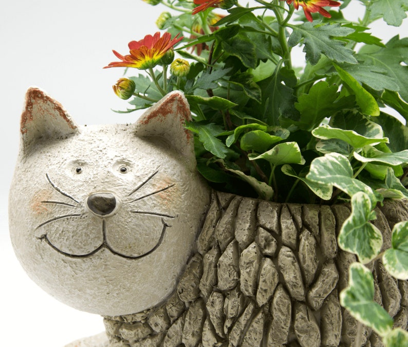 Cat Planter, Pet Planter, Cat Garden Planter, Cat Lovers Planters, Birthday Gift, Cat Shaped Flower Pot, Garden Ornament, Cat Gifts for Her image 1