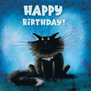 Black Cat Birthday Card, Cute Cat Card, Cat Lovers Card, Cat Lover Birthday Card with Cats, Cat Greeting Card,Happy Birthday Cat Sylvester image 5