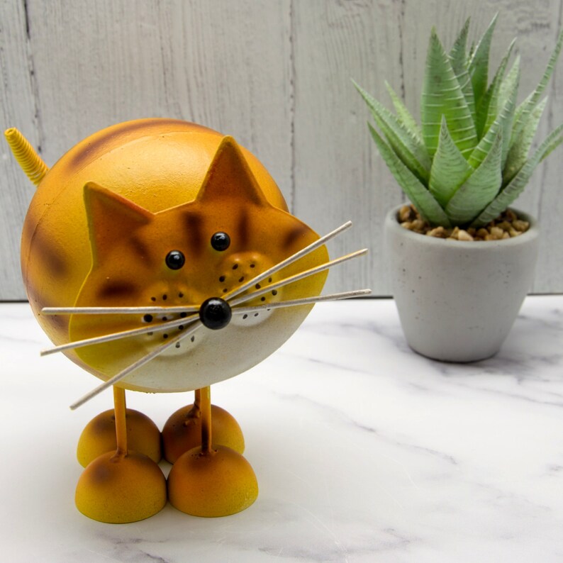 Metal Cat Ornament Garden Cat Figurine Bobbin Cat Ornaments Etsy UK