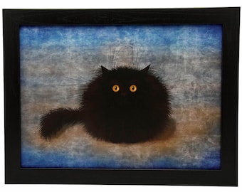 Fabulous Felines® Oreo Black Cat Design Lap Tray Cushioned Bean Bag Padded Dinner Table Trays Gift