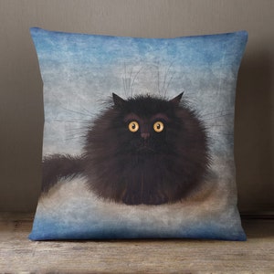Oreo Black Cat Cushion, Cat Lover Cushion, Cat Print Pillow, 40 x 40 Handmade Cushion with Cat Design by Fabulous Felines®