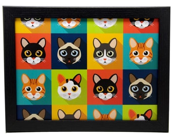 Lap Tray with Bean Bag Cushion, Beanbag Lap Trays for Eating, Lap Desk with Pillow, Cool Cats, Cat Design Laptray, Purrfect Cat Lover Gift