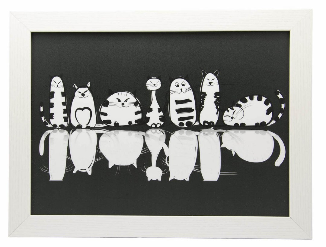 Black Cats Lap Tray With Bean Bag Cushion, Beanbag Lap Trays for Eating