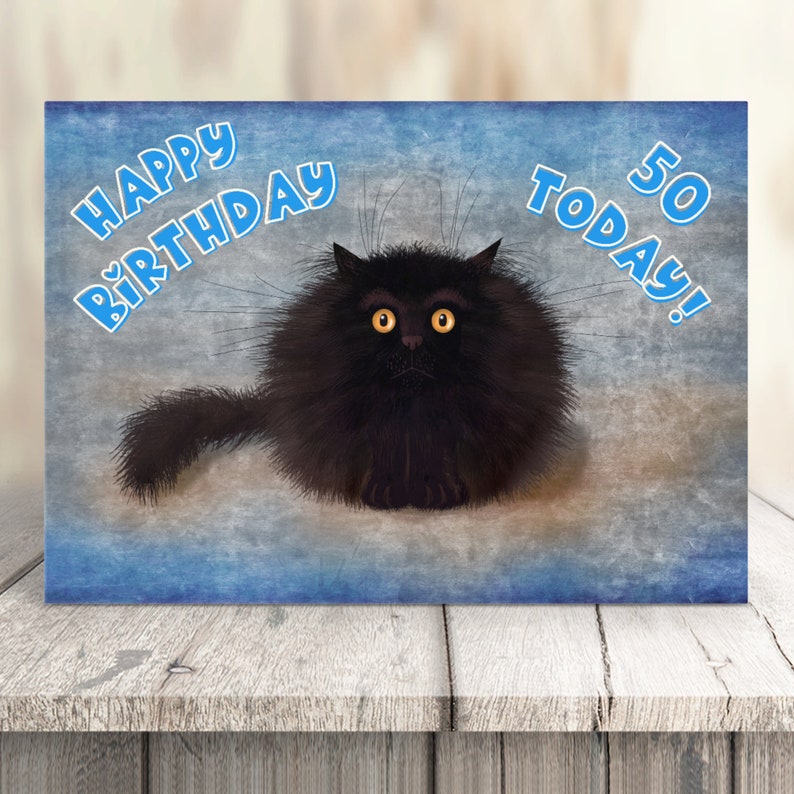 50th Birthday Card Cute Cat Lovers Fifty Years Old Milestone - Etsy UK
