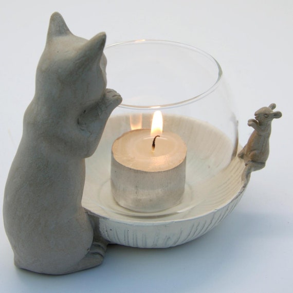 Cat Tealight Holder Cat Candle Holder Cat Lovers Candle Cat Tea