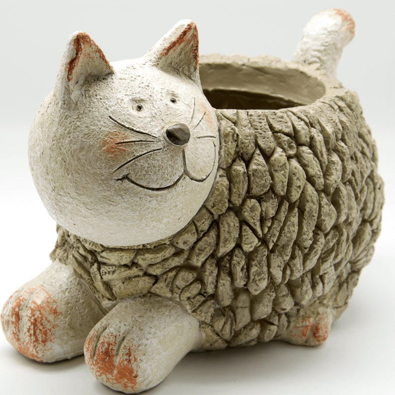 Cat Planter, Pet Planter, Cat Garden Planter, Cat Lovers Planters, Birthday Gift, Cat Shaped Flower Pot, Garden Ornament, Cat Gifts for Her image 3