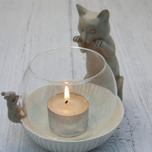 Cat Tealight Holder, Cat Candle Holder, Cat Lovers Candle, Cat Tea Light Holder Cat Lover Gift, Cat Decor, t light holder cat gifts for her image 3