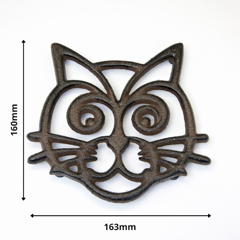 Cast Iron Trivet Rustic Style Antique Brown Finish Cat Face Shaped Pan Rest Hot Pan Stand Hot Pan Holder Kitchen Worktop Protector image 8