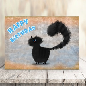 Black Cat Card, Black Cat Greeting Card, Black Cat Birthday Card, Cute Black Kitten Lover Card - Bourbon by Fabulous Felines®