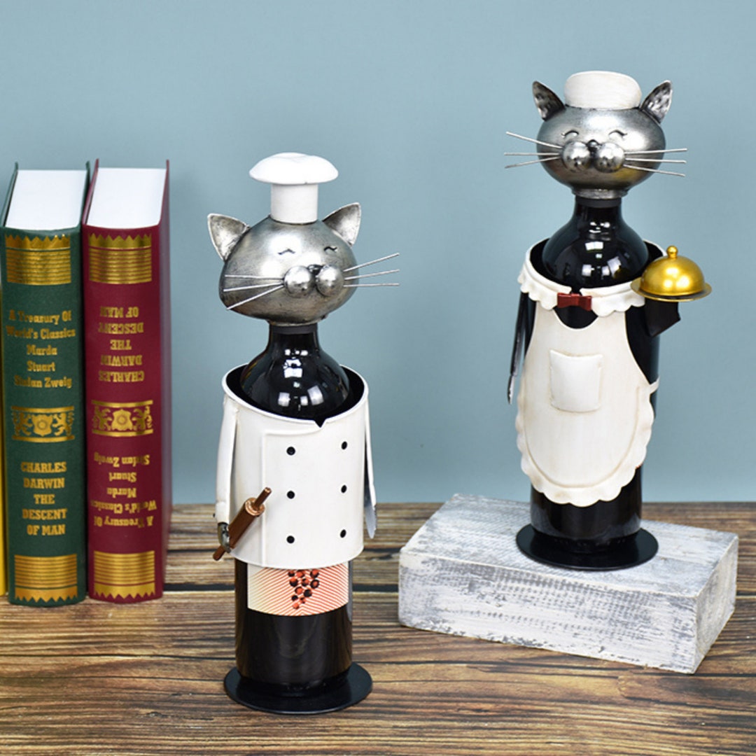 Chef Cat Wine Bottle Holder, Cat Lovers Wine Holder, Cat Lover Gift