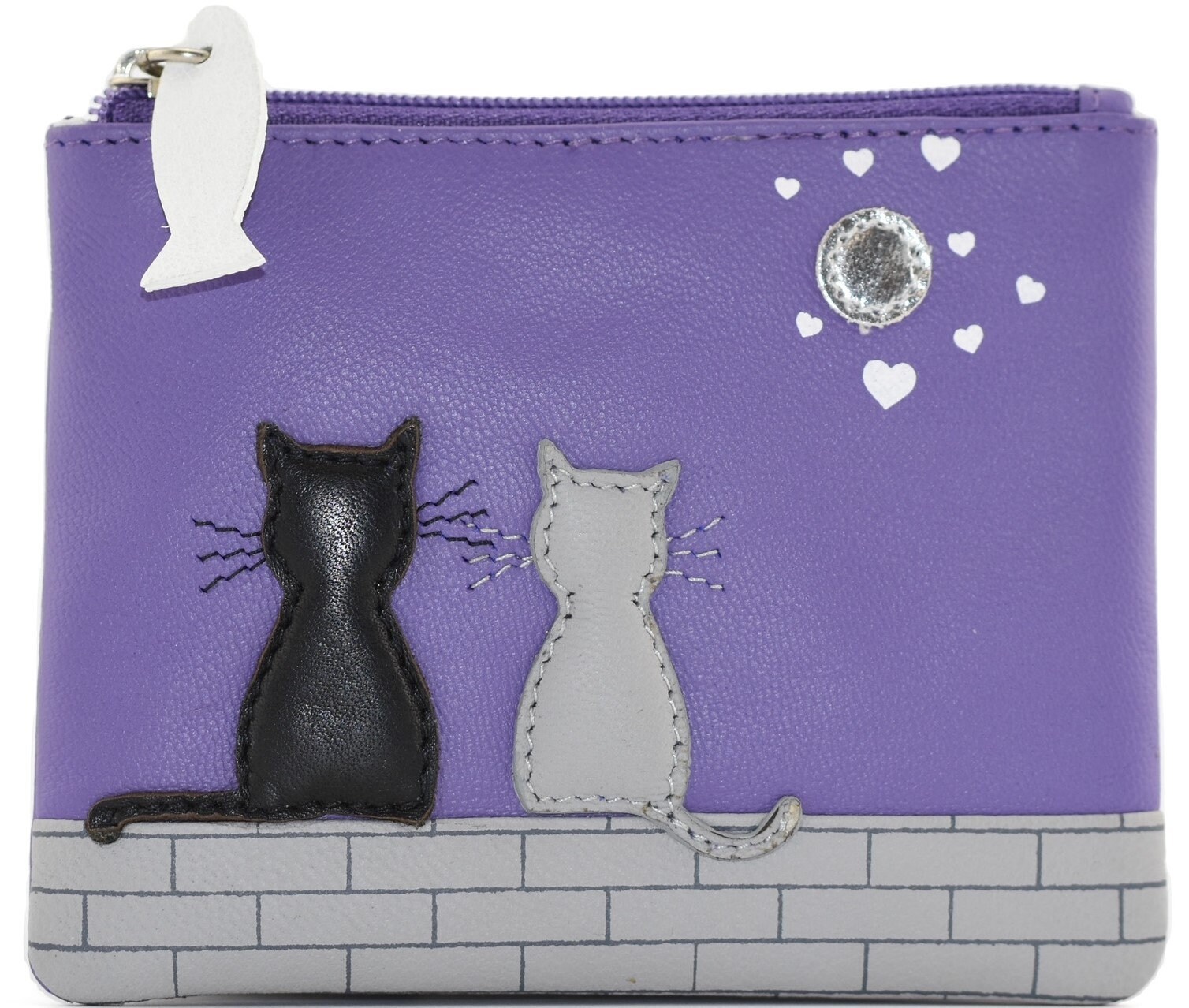 Leather Midnight Cats Coin Purse Purple Coin and Card Holder Wallet Cat Lover ID Holder RFID Protection Etsy