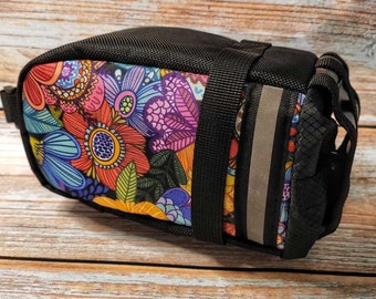 Bicycle Bag Gear. Saddle bag bike. Cycling gifts. Biking bag. Urban cycling bags. Tube rear rack bag. mountain bike bag. flower bag