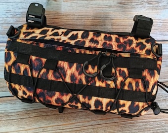 Handlebar Leopard bag, Bicycle accessories, Mountain Bike Bag. Bicycle Handlebar Bag, Bike bag, bike decor bar, Cycling bag, bicycle gifts.
