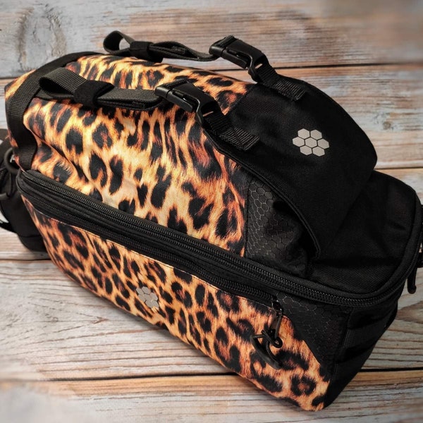 Bike Bag Leopard. Trunk bag pack. Bicycle gear. Cycling gravel pack rack. Sport bag. Gifts women bag. Leopard bag girl.