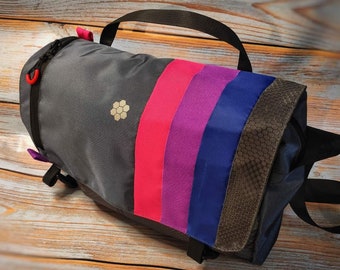 Umhängetasche. Ita Canvas Messenger Bag Männer/Frauen. Laptoptasche maßgefertigt. Tragetasche personalisiert. Cross Body Tasche. Regenbogen Fahrradtasche. Einkaufstasche