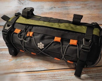 Handlebar bag. Cycling gifts fo ride trip. Bikepacking gear. Bike accessory. Burrito bag bike. Gravel bike handlebar bag