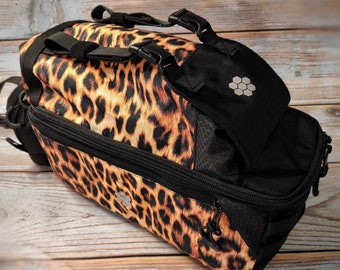 Bike Bag Leopard. Trunk bag pack. Bicycle gear. Cycling gravel pack rack. Sport bag. Gifts women bag. Leopard bag girl.
