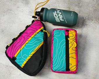 Cool Bag for Cyclist Bike Frame Bag Set, top tube bag, Colorful Bikepacking Accessory.