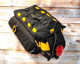 Bicycle Trunk Bag, Bike Bag Ride Yellow, Cycling Gifts  Biking rear bags,  Bicycle Accessories Bike gear custom- Bicycle pack travel.