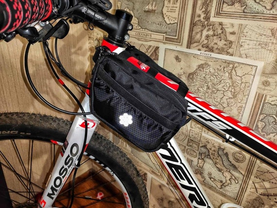 Cycling Bag Black, Bike Frame Bag With a Zipper, Road Trip