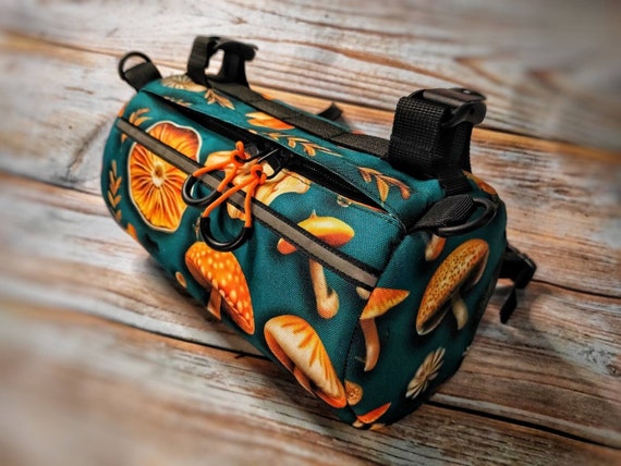 Bike Bags Mushroom, Barrel Bag Handlebar, Custom Color, Bikepacking bags gift, Bicycle travel gear, Lightweight bags, Bike storage solutions