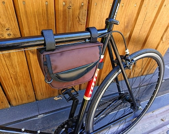 Braun Half Frame Bag Custom Design, Fahrrad Rahmentasche gifts, triangle bike bag mini, MTB frame bag