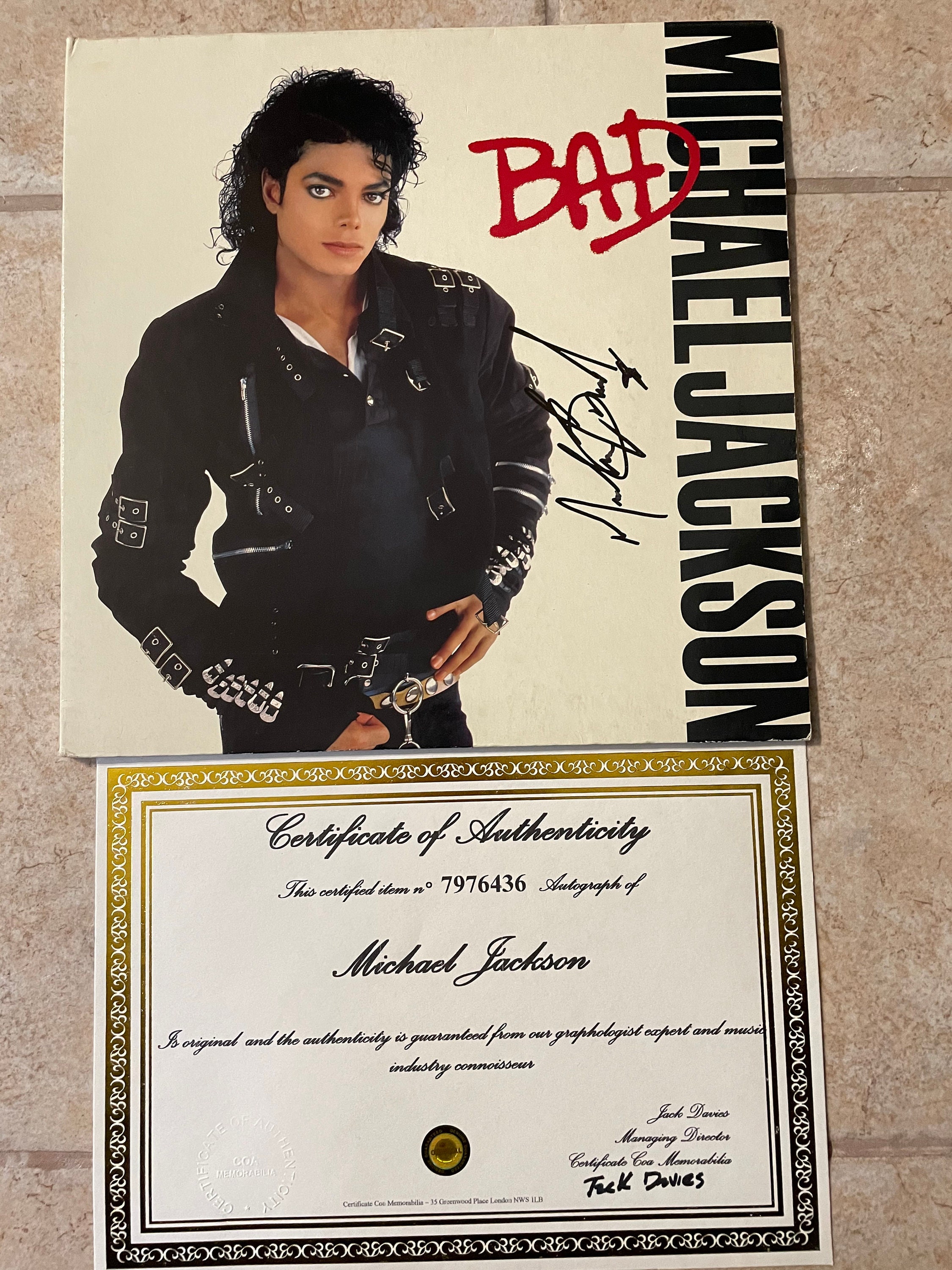 LP Vinyl Michael Jackson Autograph Bad 1987 COA Certificate Etsy