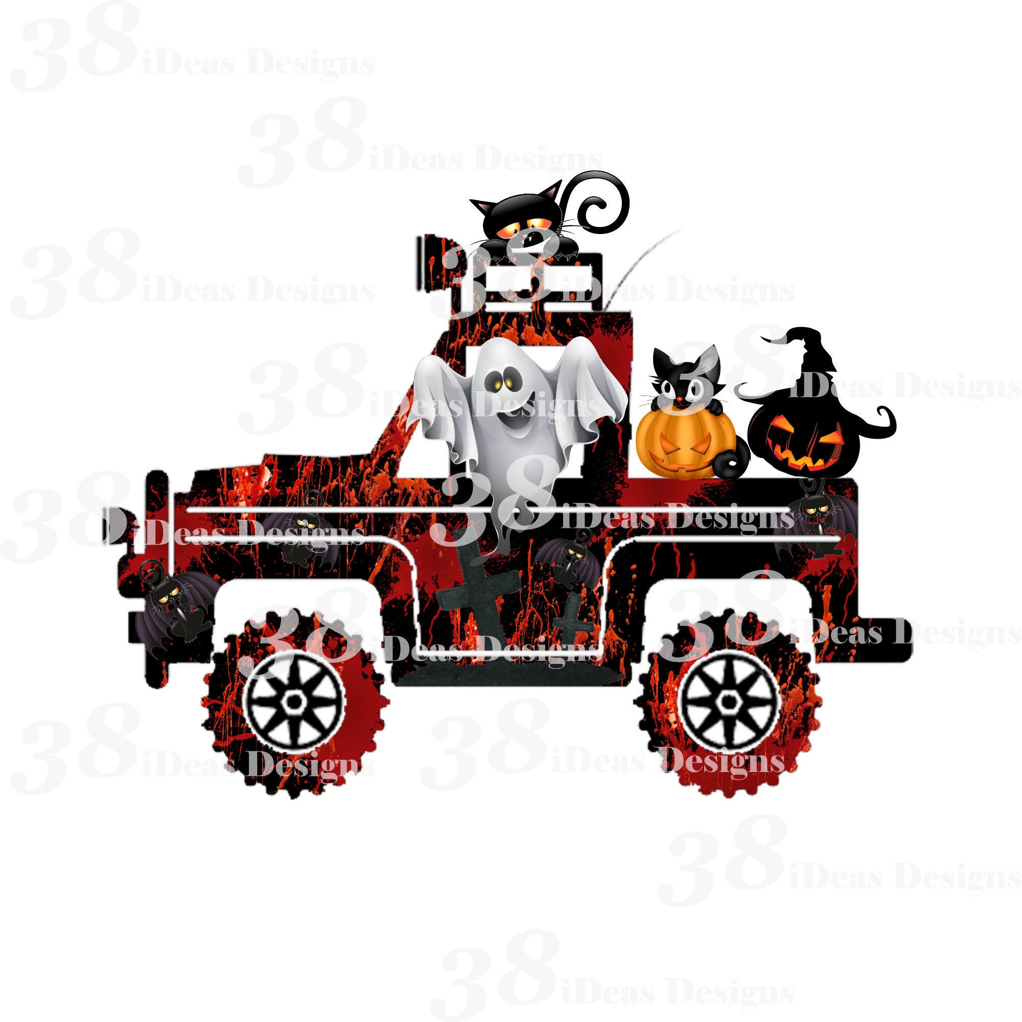 Halloween PNG Halloween Jeep con Gnome Cat Pumpkin Halloween Etsy