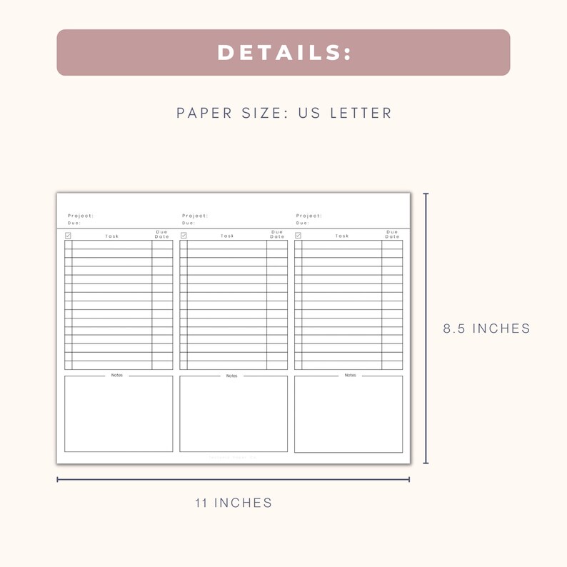 US LETTER Multi-project Task Tracker Project Organizer - Etsy